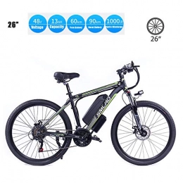 UNOIF Bici elettriches UNOIF Elettrica Bici elettrica Mountain Bike, Electric City Ebike Bicicletta con 350W Brushless Motore Posteriore 26" per Gli Adulti, 48V / 13Ah Batteria al Litio Rimovibile, Black Green