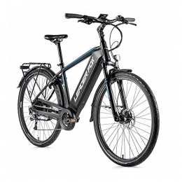 Leader Fox Bici Velo Electrique-VAE City Leader Fox 28'' Sandy 2021 - Motore ruota AR Bafang 36 V 250 W 15 Ah, in alluminio, colore: Nero opaco / Blu 7 V