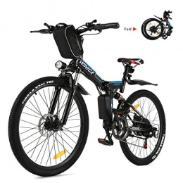 Vivi Bici Vivi Bicicletta Elettrica Pieghevole, 26'' Mountain Elettrica Bike 250W Bici Elettrica per Adulti con Batteria Rimovibile 8Ah, Professionale 21 velocità, Sospensione Completa