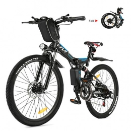 Vivi Bici Vivi Bicicletta Elettrica Pieghevole, 26'' Mountain Elettrica Bike 350W Bici Elettrica per Adulti con Batteria Rimovibile 8Ah, Professionale 21 velocità, Sospensione Completa