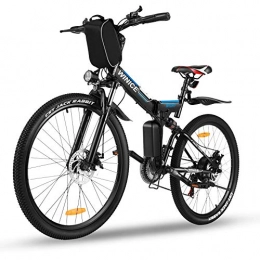 Vivi Bici elettriches Vivi Mountain Bike elettrica da 26", Bici elettrica da Montagna Pieghevole, Batteria Rimovibile 36V / 8AH, Bicicletta elettrica a 21 velocità per Adulti, Totale Assorbimento degli Urti (Nero Blu)