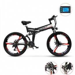 W&TT Bici W&TT 26 Pollici Elettrico Mountain Bike, Adulto 48V 250W Pieghevole E-Bike Citybike Commuter Bicicletta 24 velocit con LED LCD Blu Luce Intelligente Meter, Freni a Disco e Ammortizzatore Forcella