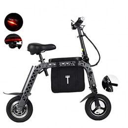 W&TT Bici W&TT Mix Pieghevole Bicicletta elettrica con seggiolino per Bambini e Shopping Bag, 36V 7.5 AH 250W Impermeabile Veicolo elettronico Scooter 10 Pollici, 30 km Endurance per Il Viaggio, Silver, 13KG