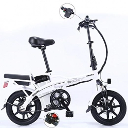 W&TT Bici elettriches W&TT Pieghevole Bicicletta elettrica 14 Pollici Adulti Doppio Disco Freni City Commuter Bike 250W 48V Rimovibile Batteria al Litio E-Bike con velocit Massima 25km / h, White, 16A