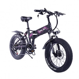 WFIZNB Bici elettriches WFIZNB Pieghevole e-Bike Fat Tire Bici elettrica E Mountainbike 20inch Potente Bicicletta elettrica con Le Bici smontabile 48V 8Ah Lithium-Iion Batteria Fuoristrada, Viola