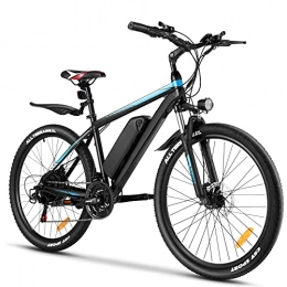 Winice Bici elettriches WINICE Bicicletta Elettrica, 26" Bici Elettriche Mountain Bike Uomo Donna, 250W Elettrica E-bike con Batteria Al Litio Rimovibile Da 10, 4 Ah, Cambio a 21 Velocità (Blu)