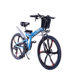 WQY Bici WQY 26 Pollici Bici da Montagna Elettrica Pieghevole Batteria al Litio 48V Completa di Ammortizzatori Bici A Ruote Integrate 21 velocità Ebike per Adulti, Blu