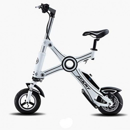 WUS Bici Wu's Bicicletta Elettrica Pieghevole da 10 Pollici, Batteria agli Ioni di Litio, Freni A Disco Anteriori E Posteriori, Display LCD, 25 Km / H, Campo Pratica 40 Km, White