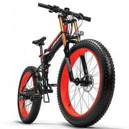 WZW Bici elettriches WZW T750 1000W Adulto Montagna Bicicletta Elettrica 26 Pollici 4.0 Grasso Pneumatico Pieghevole Fuori Strada Ebike 48V / 14.5Ah Li-Ion Batteria Elettronico Neve Bicicletta 9 velocità Ingranaggi