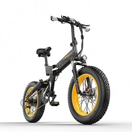 RICH BIT Bici elettriches X3000 bici elettrica pieghevole 20 pollici 4.0 Big Tire Snow Ebike 1000W Motor Full Suspension (Nero e giallo)