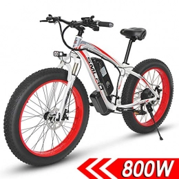 XXCY Bici XXCY Bicicletta Elettrica da Montagna 800w 15ah, 21 velocità, Freno A Disco, Bici da Neve (Red)