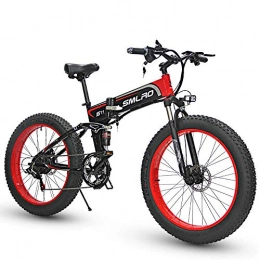 YYAO Bici YYAO Sospensione Full Frame 26Inch Bici di Montagna Elettrica (Pneumatici Grasso 4Inch) Rimovibile Grande capacit agli Ioni di Litio (48V 10AH), 7 Speed Gear Tre modalit Operative, Black Red, 350W