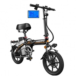 ZBB Bici ZBB Bici elettriche Ruote da 14 Pollici Telaio in Lega di Alluminio Pieghevole Portatile Sicurezza Bicicletta elettrica per Adulti con Batteria Rimovibile agli ioni di Litio 48V, Black, 45to70KM