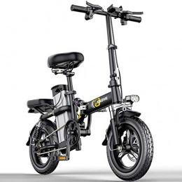 ZBB Bici ZBB Biciclette elettriche Motore brushless ad Alta velocità Pieghevole Portatile da 14 Pollici Tre modalità di Guida con Luce Anteriore Rimovibile a LED agli ioni di Litio da 48 V, Black, 35to45KM