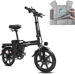 ZJZ Bici elettriches ZJZ Biciclette, Bici elettrica per Adulti, Bicicletta elettrica da 14" / Bici per pendolari con Motore da 350 W Batteria da 48 V 15 Ah con Telecomando e coprigrembiuli per Scooter