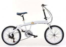 YSSJT Bici pieghevoli 20 pollici bianco pieghevole bicicletta unisex adulto pieghevole 7 velocità leva del cambio doppio V freno pieghevole velocità variabile tempo libero bicicletta