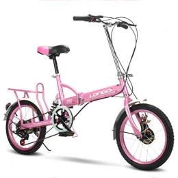 LFANH Bici 20 Pollici Bicicletta Leggera Folding Bike, Velocità Variabile Outroad Mountain Bike, Portable Città Pieghevole Compatto Biciclette, Strada Femminile Bike Per Adulti Uomini E Donne O Bambini, Rosa