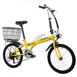 GOLDGOD Bici 20 Pollici Pieghevole Bicicletta Per Adulti, Telaio in Acciaio Ad Alto Tenore Di Carbonio Bici Con Lampada E Cesto Velocità Variabile Bike Assorbimento Totale Degli Urti E Pneumatici Antiscivolo