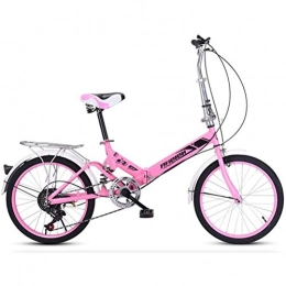 GOLDGOD Bici 20 Pollici Pieghevole Bicicletta, Velocità Variabile Adulto Acciaio Al Carbonio Pieghevole Bici Assorbimento Degli Urti 7 Velocità Bicicletta Da Città Con Freni A V Anteriori E Posteriori, Rosa