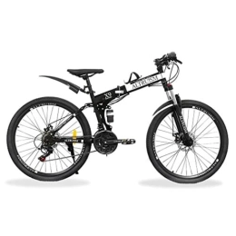 Altruism Bici pieghevoli 2022-ALTRUISM X9-Mountain Bike 26 pollici per uomo Doppio freno a disco Assorbimento degli urti Ruote a raggi MTB Bicicletta 21 velocità Mountain bike pieghevole Unisex Aggiornata ver. (Black)