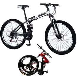 Generic Bici 21-30 velocità Variabile Bicicletta Pieghevole Telaio in Acciaio Ad Alto Tenore di Carbonio Pieghevole Mountain Bici MTB Folding Bike per Uomini Donne 26 Pollici, White / Spokes, 30