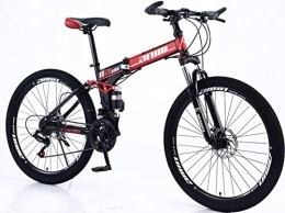 DPCXZ Bici 21 Velocità Facile Da Trasportare Bici Pieghevole, Struttura In Acciaio Ad Alta Carbonio Mountain Bike Freni A Disco Biciclette Urbane, Con Pedalata Assistita Per Uomini E Donne Red, 26 inches