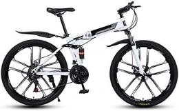 WCY Bici 26 bici pieghevole pollici di montagna, 10 Cutter Ruote Steel alto tenore di carbonio Telaio a velocità variabile Doppio assorbimento degli urti, All Terrain adulti rapida pieghevole bicicletta, Donne