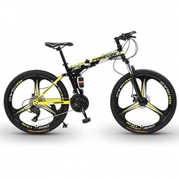 LZHi1 Bici pieghevoli 26 Pollici 30 Velocità Dual Suspension Mountain Bike, Pieghevole Adulto Strada Offroad City Bike Con Doppio Freno A Disco, Telaio In Acciaio Al Carbonio Urbano Pendolare Città Bicic(Color:Nero giallo)