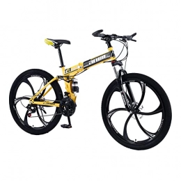 Adulti Mountain Bike Piena Sospensione Acciaio al Carbonio Pieghevole Pieghevole Pieghevole Bicicletta, Dual Dual Disc Antiscivolo, 21/24/27/30 velocità, 26 Pollici Black yellow-24