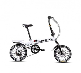 AISHFP Bici pieghevoli AISHFP Mountain Bike Pieghevole per Adulti, Bici da Città Portatili con Doppio Freno a Disco, Telaio in Acciaio ad Alto Contenuto di Carbonio Bici 6 velocità, ripiano Posteriore, Bianca, 20inch