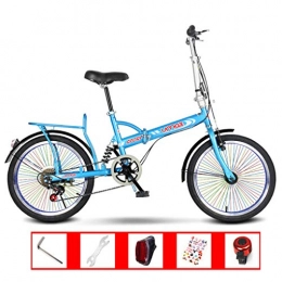 AOHMG Bici AOHMG 20'' Bici Pieghevoli, Singolo-velocità Leggero Telaio in Acciaio Compatto Commuter Pieghevole Città Biciclette, Unisexe con Anti-Skid Pneumatici antiusura, Blue