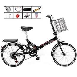 AOHMG Bici AOHMG 20'' Bici Pieghevoli, velocità 7- Leggero Telaio in Acciaio Compatto Pieghevole Città Biciclette, Unisexe con Anti-Skid Pneumatici antiusura, Black