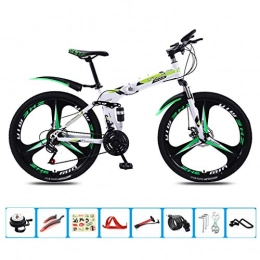 AOHMG Bici AOHMG 24'' Bici Pieghevoli, velocità 21- Leggero Telaio in Acciaio Unisexe Pieghevole Bicicletta della Montagna, con i parabordi / Gomma Resistente all'Usura, Green