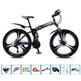 AOHMG Bici AOHMG 24'' Bici Pieghevoli, velocità 21- Telaio Leggero in Acciaio Pieghevole Bicicletta della Montagna Unisexe, con Anti-Skid Resistente all'Usura degli Pneumatici, White