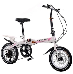 AOHMG Bici AOHMG Bicicletta Pieghevole, 6-Velocita City Bike Bici Pieghevoli Unisex Road Bike, White Pink_16in