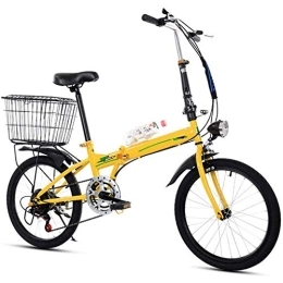 AOLI Bici pieghevoli AOLI Bicicletta pieghevole, 20 pollici portatile pieghevole a due ruote Mini Pedale lega di alluminio con foro luce pieghevole Città bici adulta Student, Giallo