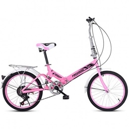 ASYKFJ Bici ASYKFJ Bicicletta Pieghevole 20 Pollici Leggero Mini Folding Bike Piccolo Portatile Bici Adulta Studente, Tre Colori (Color : Pink)