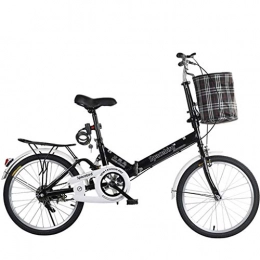 ASYKFJ Bici pieghevoli ASYKFJ Bicicletta Pieghevole 20 Pollici Portatile Pieghevole Bici Maschio Adulta Lady Città Commuter Bici di Sport con Il Cestino, Nero