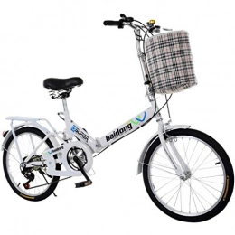 ASYKFJ Bici pieghevoli ASYKFJ Bicicletta Pieghevole Bicicletta Pieghevole Portatile Single Speed ​​Bici Adulta Città degli Studenti Commuter Freestyle Bicicletta con Cestino, Bianco (Size : Large Size)