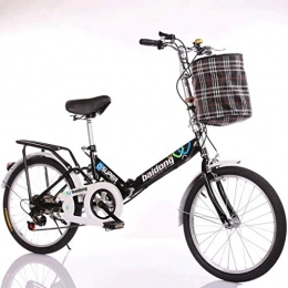 ASYKFJ Bici pieghevoli ASYKFJ Bicicletta Pieghevole Bicicletta Pieghevole Portatile Single Speed ​​Bici Adulta Città degli Studenti Commuter Freestyle Bicicletta con Cestino, Nero (Size : Large Size)