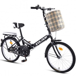 ASYKFJ Bici ASYKFJ Bicicletta Pieghevole Bicicletta Pieghevole Single Speed ​​Uomo Donna Studente Città Commuter Bici di Sport con Il Cestino (Color : Black)