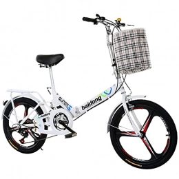 ASYKFJ Bici pieghevoli ASYKFJ Bicicletta Pieghevole Bicicletta Pieghevole variabile Portatile 6 velocità della Bici Adulta della Città degli Studenti Commuter Freestyle Bicicletta con Cestino (Color : White)