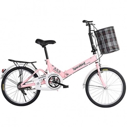 ASYKFJ Bici pieghevoli ASYKFJ Bicicletta Pieghevole Folding Bike Studente di Lady Single Speed ​​Città Commuter Bici di Sport, Rosa