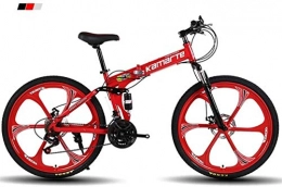 Bbhhyy Bici pieghevoli Bbhhyy Mountain Bike, Mountain Bike Unisex Pieghevole Telaio, MTB Bike Uomo Bike Sospensione Doppia velocità 21 / 24 / 27 / 30 (Color : Red, Size : 24 Inches)