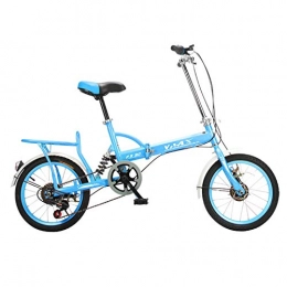 BEIGOO Bici pieghevoli BEIGOO 16 inch Bicicletta Pieghevole, per Uomini e Donne Adulti, Mini Leggero Portatile Bicicletta Pieghevole per Studente Urbano, Alluminio con Freno V And Staffa posteriore-blu-6velocità