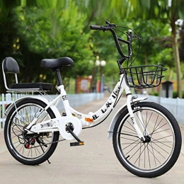 BEIGOO Bici pieghevoli BEIGOO 6 velocità Mini Bicicletta, Bicicletta Pieghevole, Bici da Strada Adulto Uomo Donna Studente Bicicletta, Città Bike-Bianco-20pollici