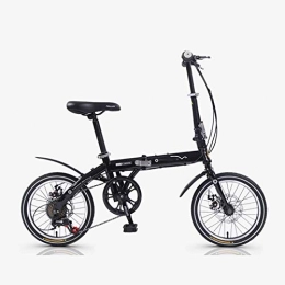 BEIGOO Bici pieghevoli BEIGOO Comfort Bicicletta Pieghevole, 6 velocità Freno A Disco, Leggero Portatile da Donna Bicicletta Pieghevole, 16 Pollici Mini Portatile Bicicletta Migrazione Interna Uomini E Donne-nero-16pollici