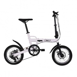 BEIGOO Bici BEIGOO Mini Bicicletta Pieghevole, 16 Pollici 6 velocità Doppio Freno A Disco City Bike Leggero Portatile Comfort Bike Acciaio al Carbonio, per Uomini E Donne Adulti-Bianco-16pollici