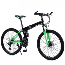 Bewinch Bici Bewinch Bici Pieghevole 24 / 27 velocità Mountain Bike 26 Pollici Ruote MTB Dual Sospensione Bicycle Studente Adulto All'aperto Sport Ciclismo, Verde, 24 Speed