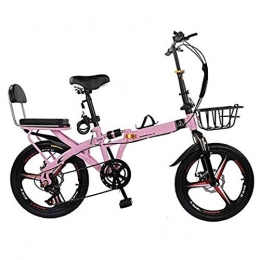 min min Bici Bici Pieghevole da 20 Pollici, Bici da Strada a Sospensione Piena Mountain Bike, Mini Bike Pieghevole pienamente Mountain Bike, Adulto Super Luce Studentessa per Bambini con Cesto (Color : Pink)